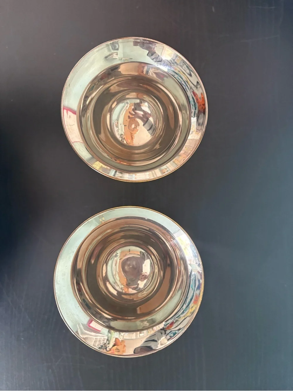 Vintage Etched Brass Coupes - Pair of 2 Lead Free